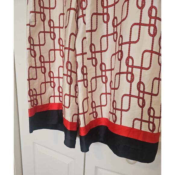 Zara Nautical Knot Flowy Trousers Pants Womens XL Wide Leg Knot Print Coastal - Picture 6 of 12